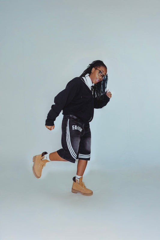 Faith Black Wash Denim Jorts