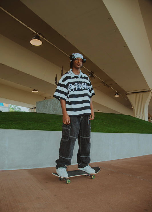 By His Stripes Black Polo