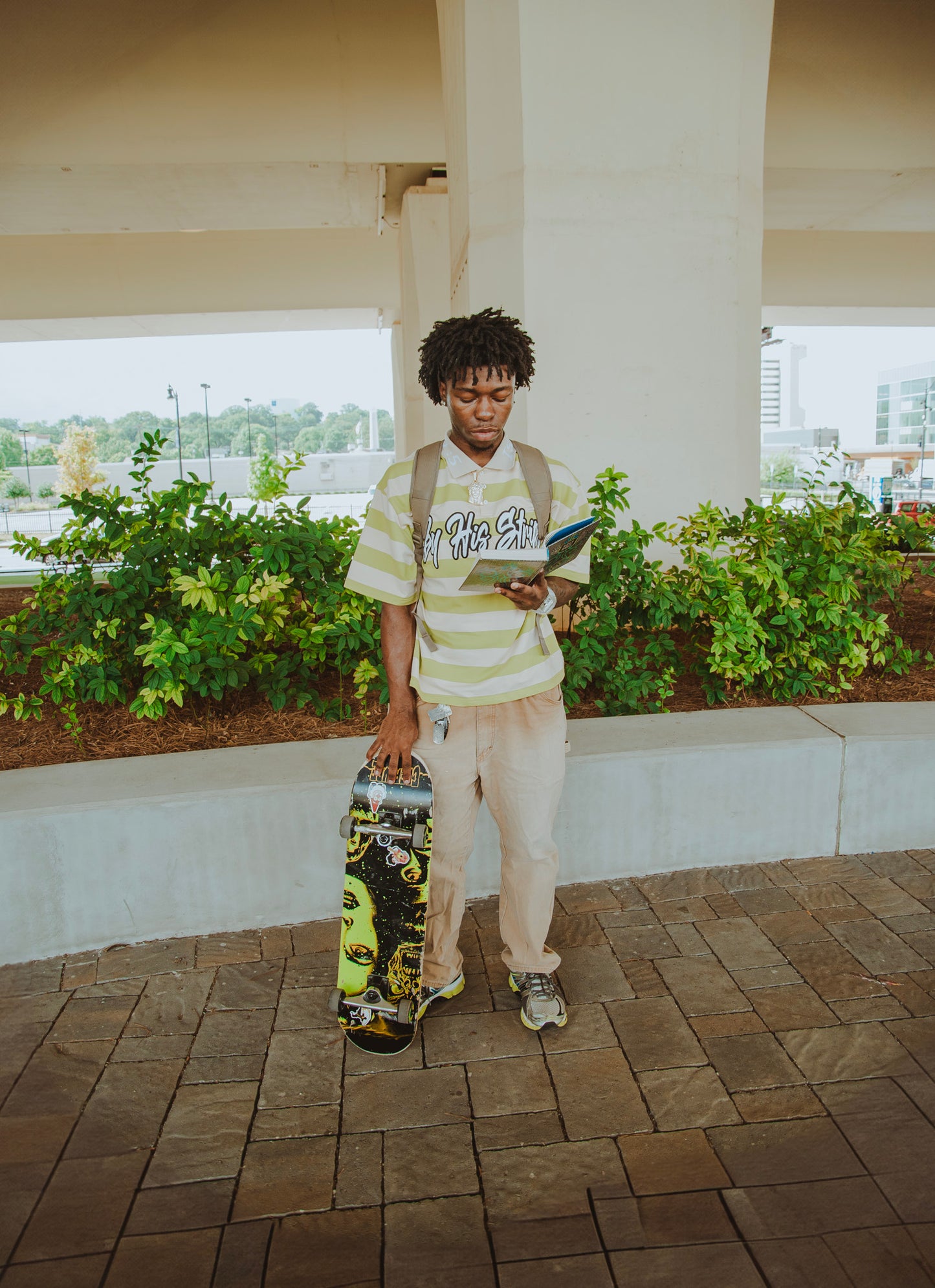 By His Stripes Green Polo