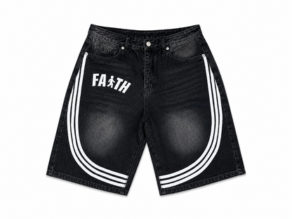 Faith Black Wash Denim Jorts