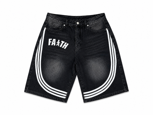 Faith Black Wash Denim Jorts