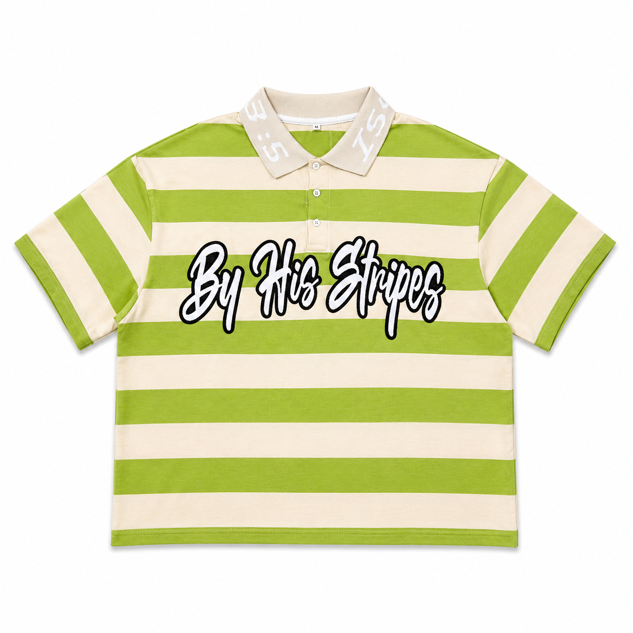 By His Stripes Green Polo