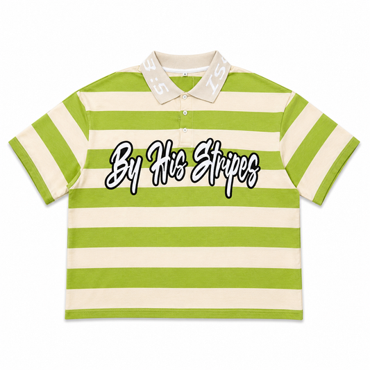 By His Stripes Green Polo