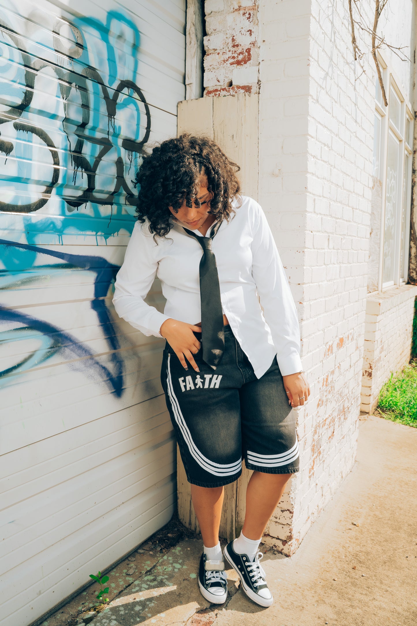 Faith Black Wash Denim Jorts
