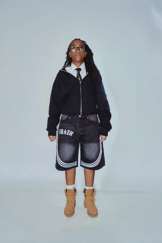 Faith Black Wash Denim Jorts