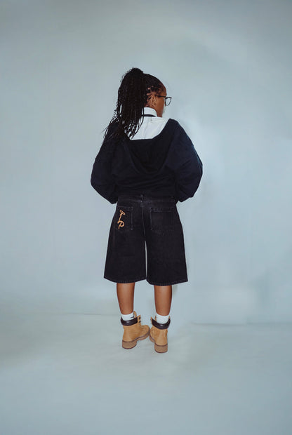 Faith Black Wash Denim Jorts