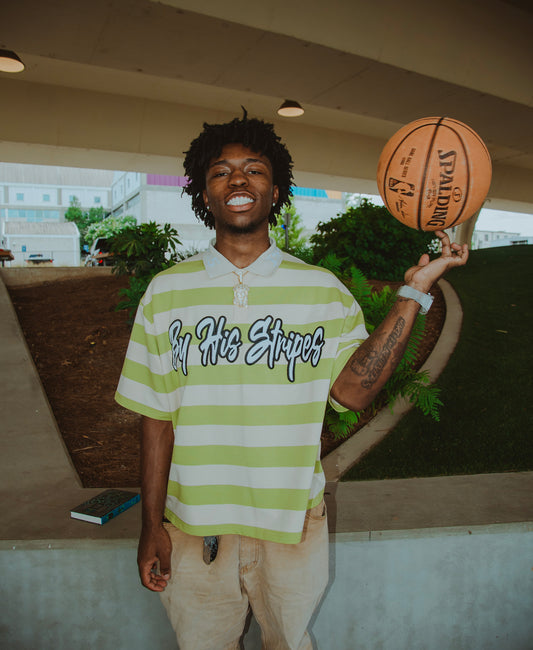 By His Stripes Green Polo