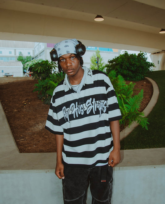 By His Stripes Black Polo