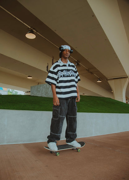 By His Stripes Black Polo